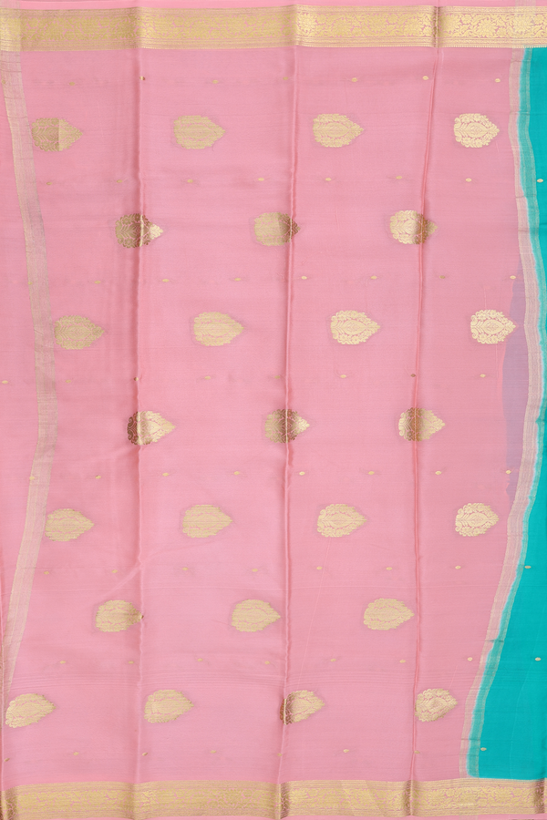 Mysore Silk Saree In Green With Zari Buttis