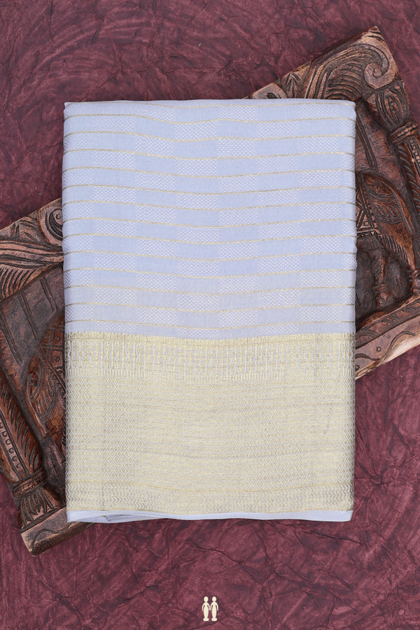 Mysore Silk Saree In Grey With Stripes Design