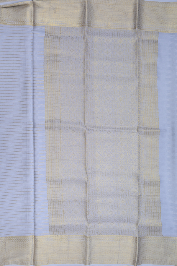 Mysore Silk Saree In Grey With Stripes Design