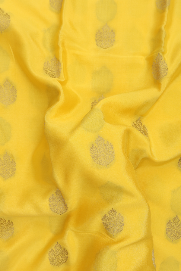 Mysore Silk Saree In Honey Yellow With Zari Buttas