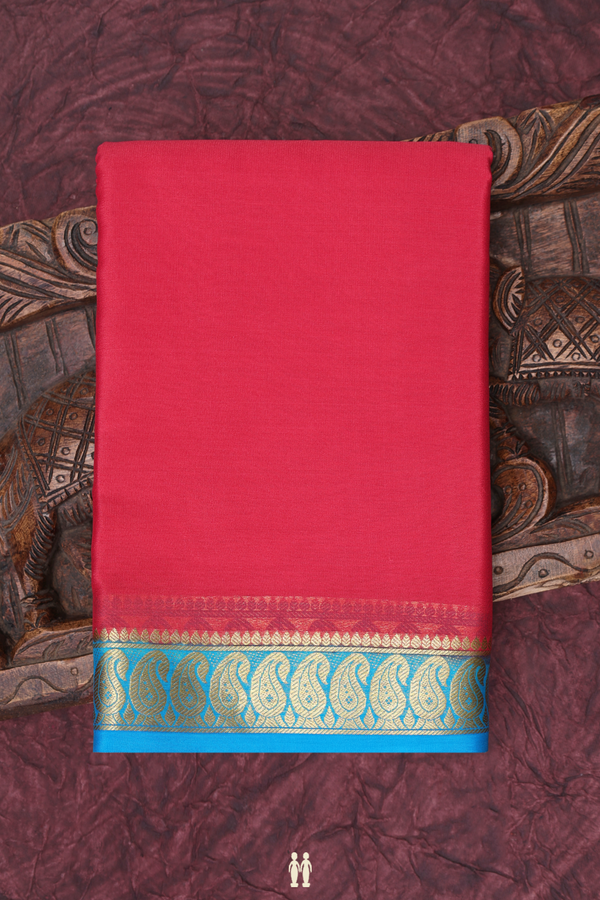Mysore Silk Saree In Hot Pink With Paisley Border
