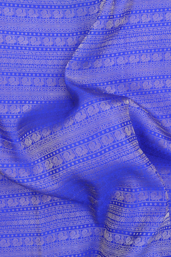 Mysore Silk Saree In Indigo Blue With Brocade Design