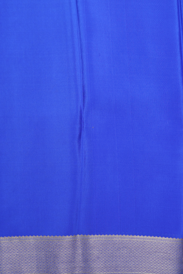 Mysore Silk Saree In Indigo Blue With Floral Design