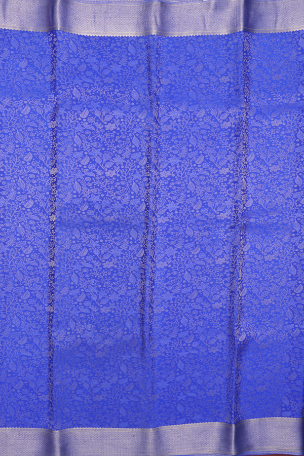 Mysore Silk Saree In Indigo Blue With Floral Design