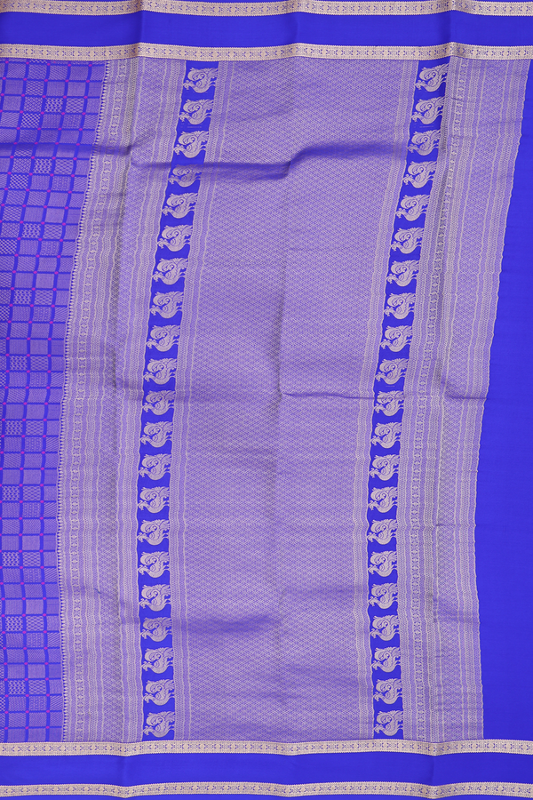 Mysore Silk Saree In Indigo Blue With Square Buttas