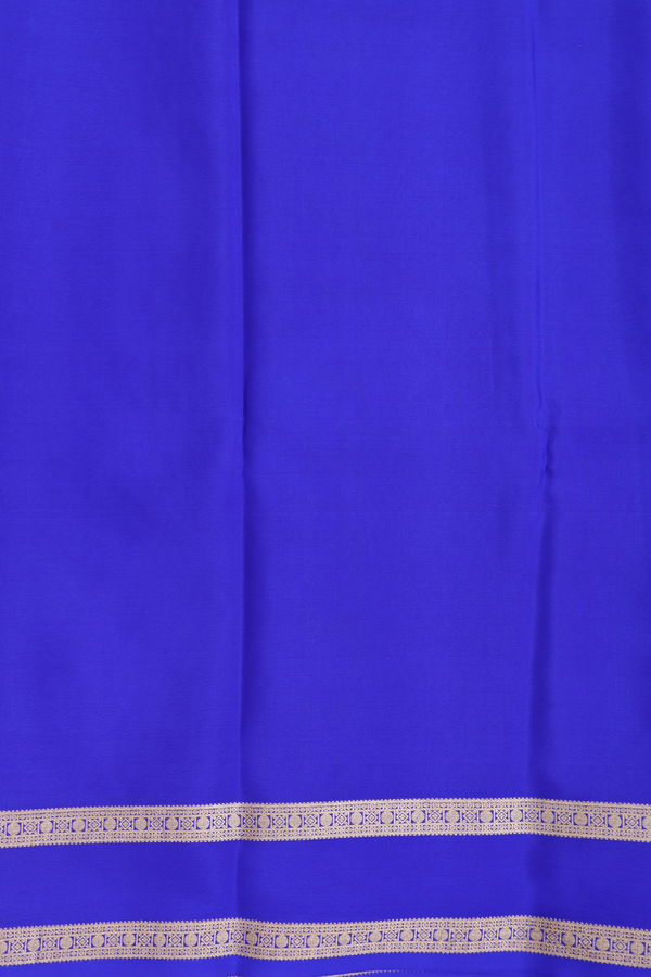 Mysore Silk Saree In Indigo Blue With Square Buttas