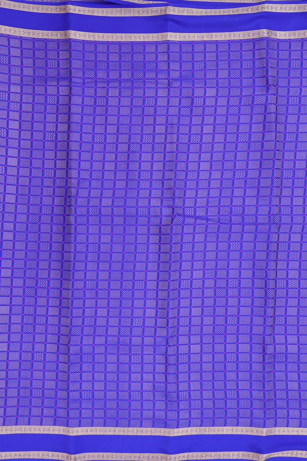 Mysore Silk Saree In Indigo Blue With Square Buttas