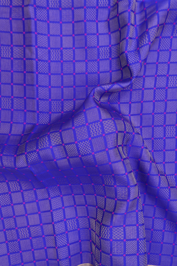 Mysore Silk Saree In Indigo Blue With Square Buttas