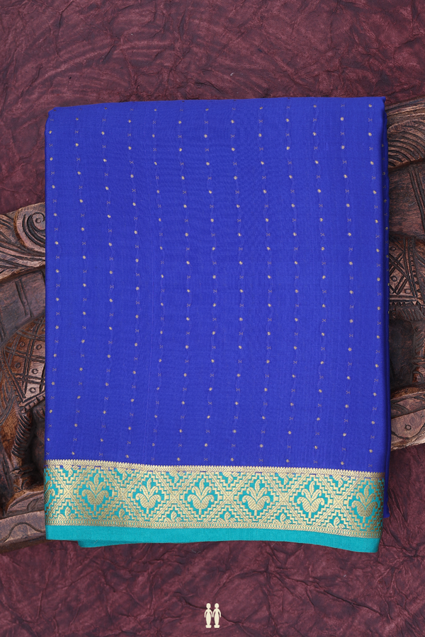 Mysore Silk Saree In Indigo Blue With Stripes Design