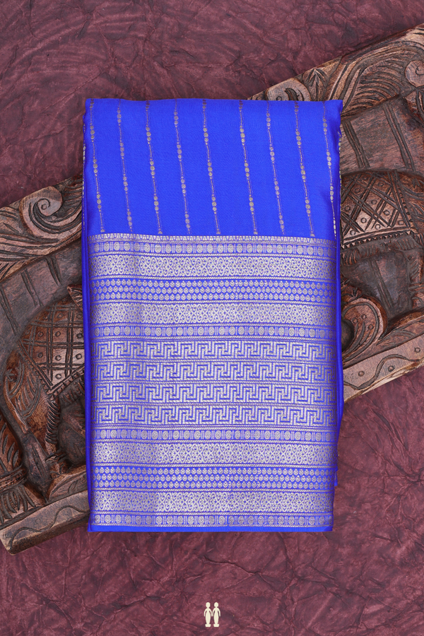 Mysore Silk Saree In Indigo Blue With Stripes Design