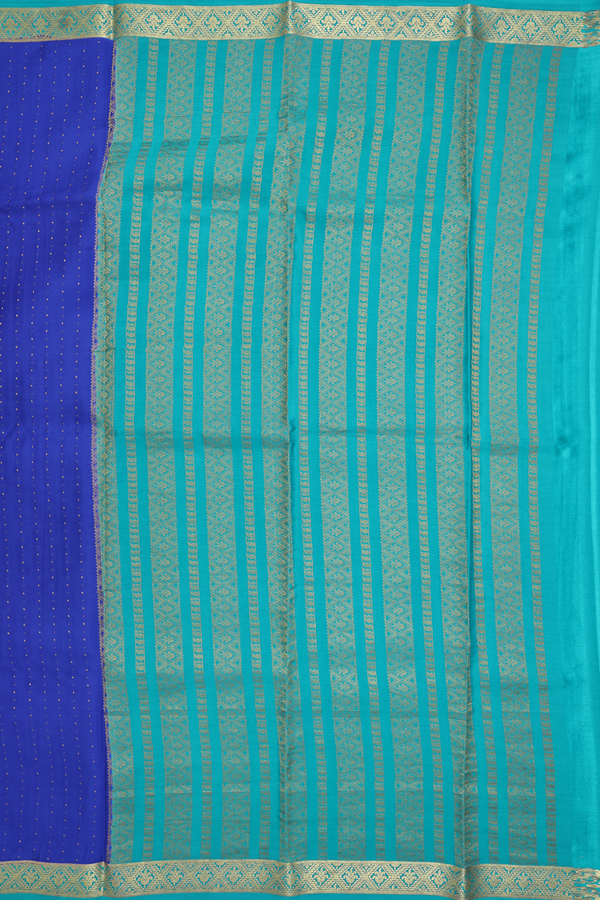 Mysore Silk Saree In Indigo Blue With Stripes Design