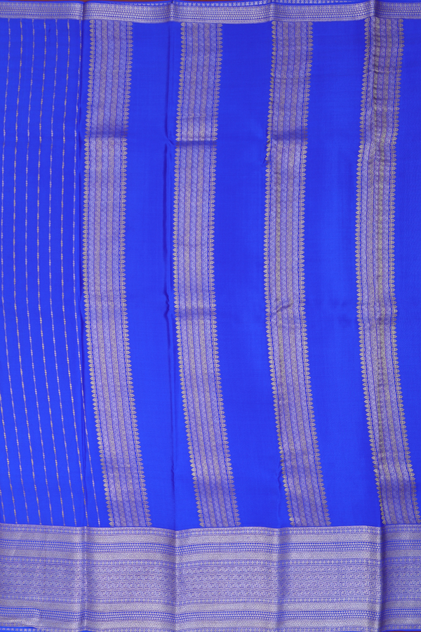 Mysore Silk Saree In Indigo Blue With Stripes Design