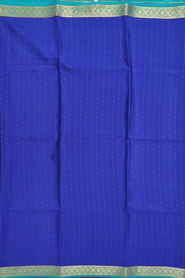 Mysore Silk Saree In Indigo Blue With Stripes Design