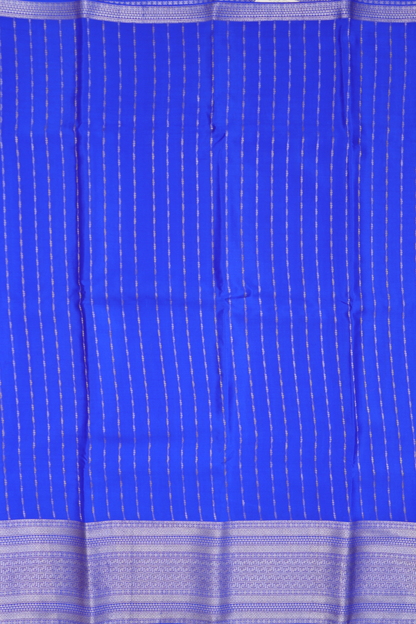 Mysore Silk Saree In Indigo Blue With Stripes Design