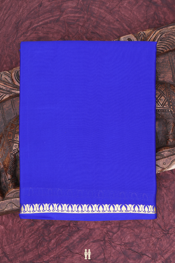 Mysore Silk Saree In Indigo Blue With Zari Border