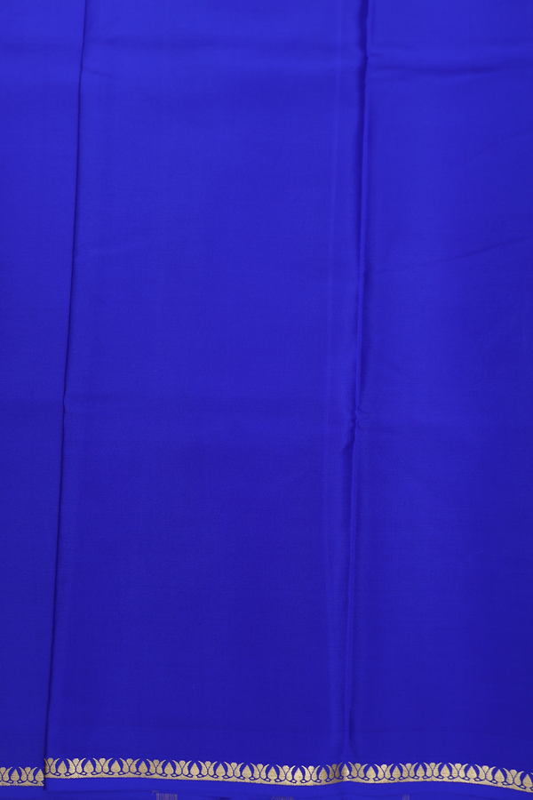 Mysore Silk Saree In Indigo Blue With Zari Border