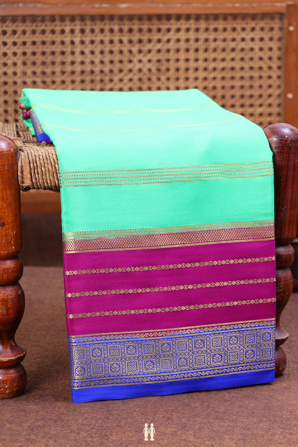 Mysore Silk Saree In Jade Green With Stripes Design
