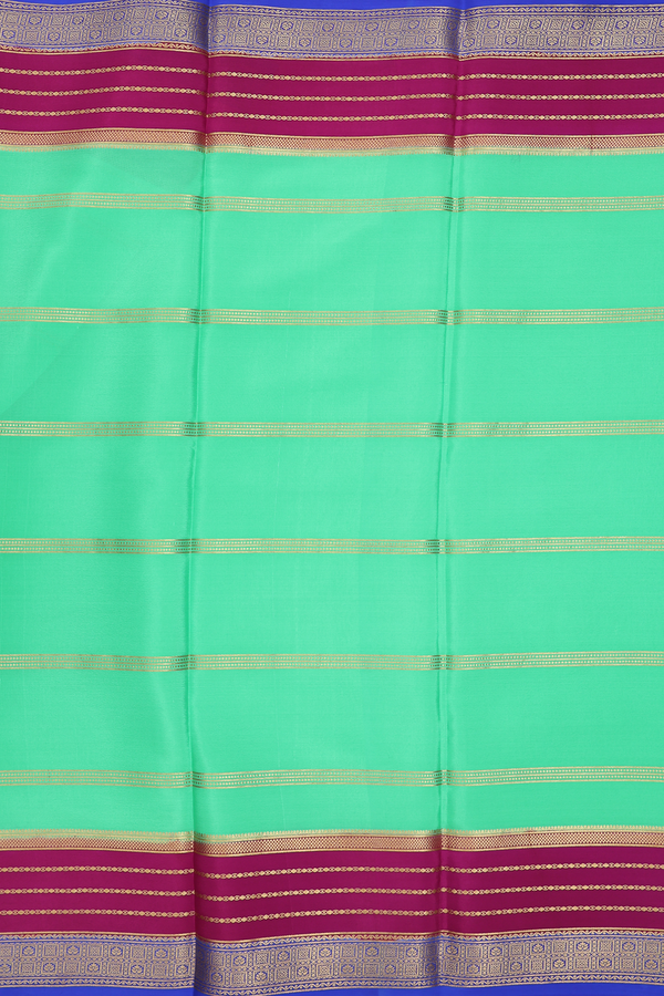 Mysore Silk Saree In Jade Green With Stripes Design