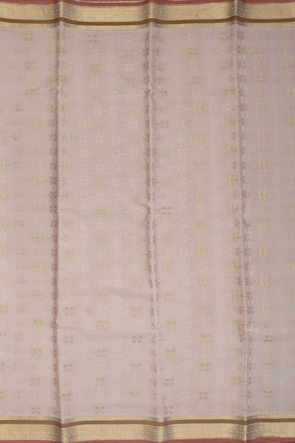 Mysore Silk Saree In Khaki With Self Checks Design
