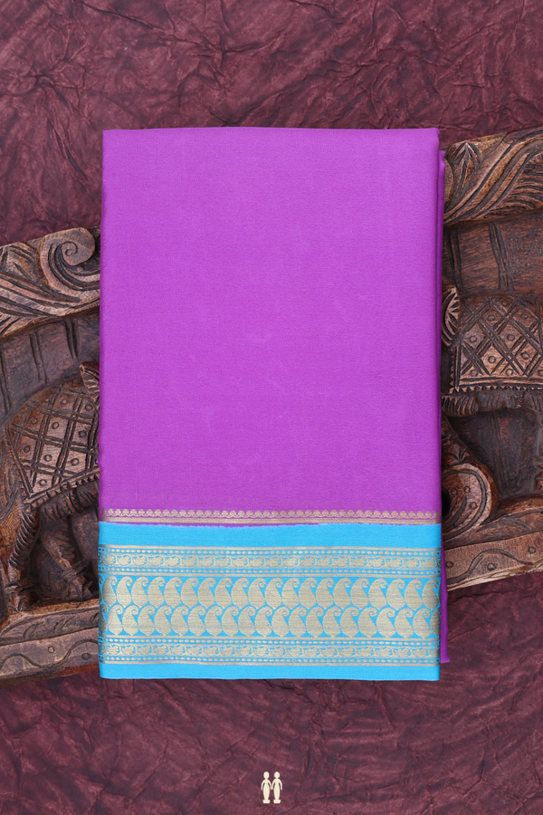 Mysore Silk Saree In Lavender With Contrast Border