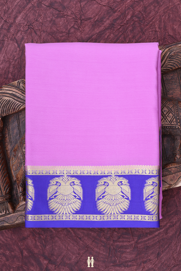 Mysore Silk Saree In Lavender With Contrast Border