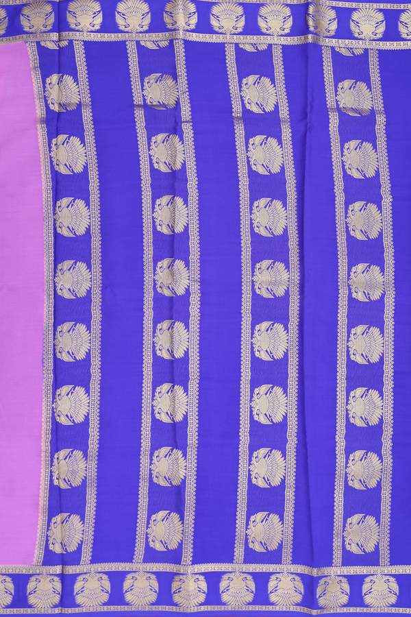 Mysore Silk Saree In Lavender With Contrast Border