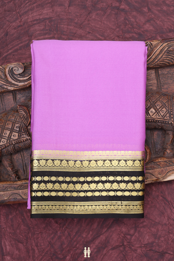 Mysore Silk Saree In Lavender With Floral Border