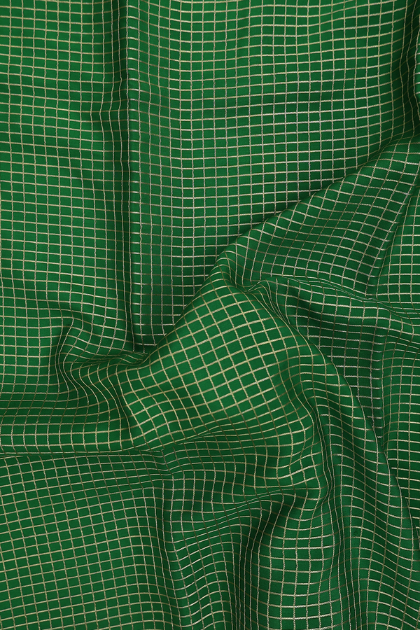 Mysore Silk Saree In Leaf Green With Checks Design