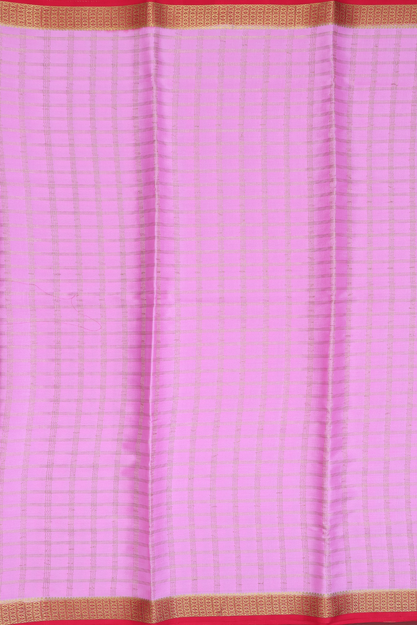 Mysore Silk Saree In Lotus Pink With Checks Design