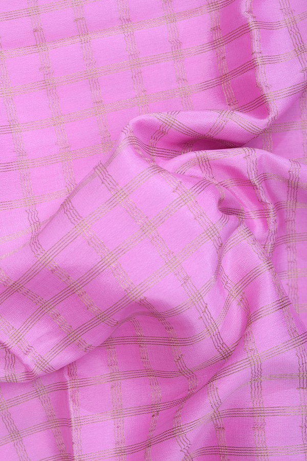 Mysore Silk Saree In Lotus Pink With Checks Design
