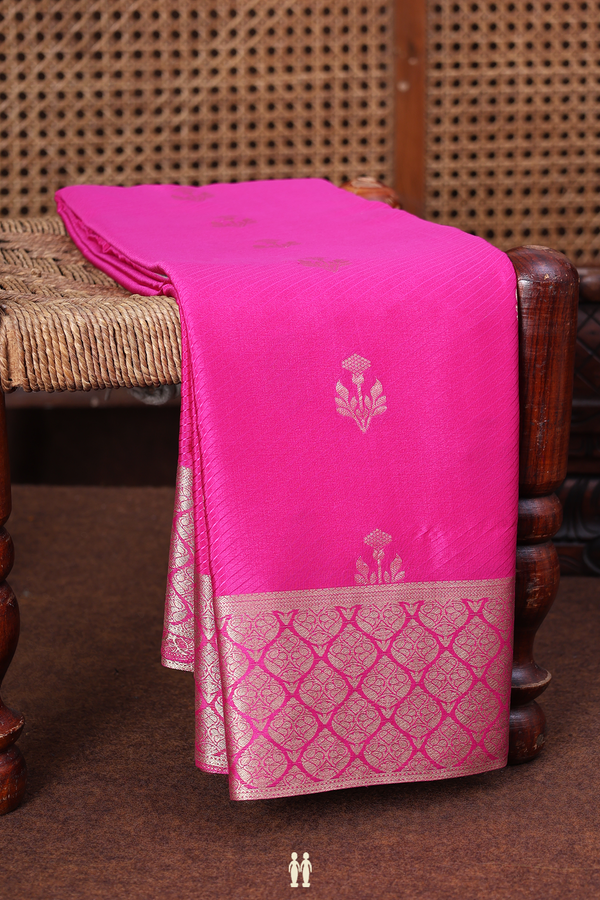 Mysore Silk Saree In Magenta With Floral Buttas