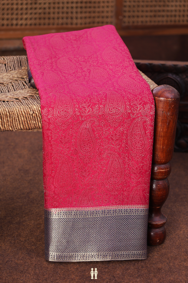 Mysore Silk Saree In Magenta With Paisley Design