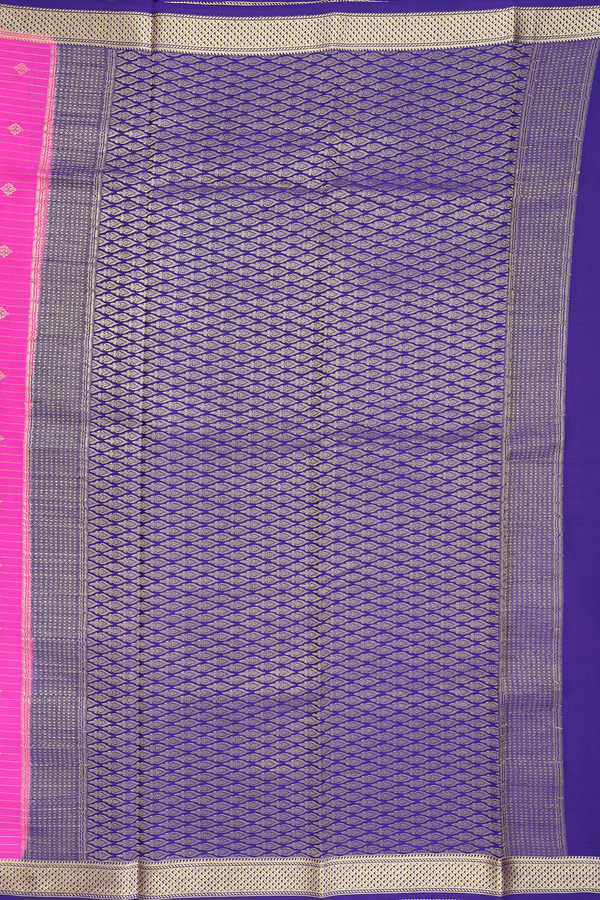 Mysore Silk Saree In Magenta With Stripes Design