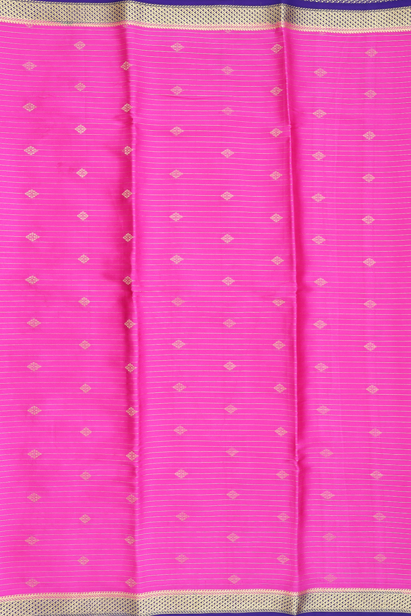 Mysore Silk Saree In Magenta With Stripes Design