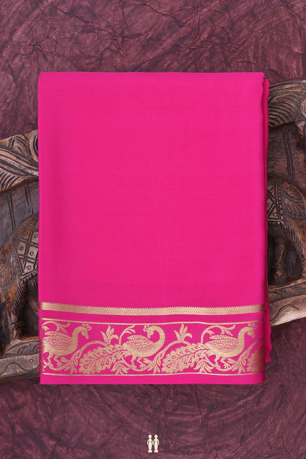 Mysore Silk Saree In Magenta With Zari Border