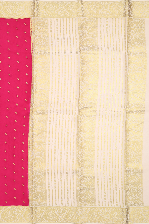 Mysore Silk Saree In Rani Pink With Zari Buttis