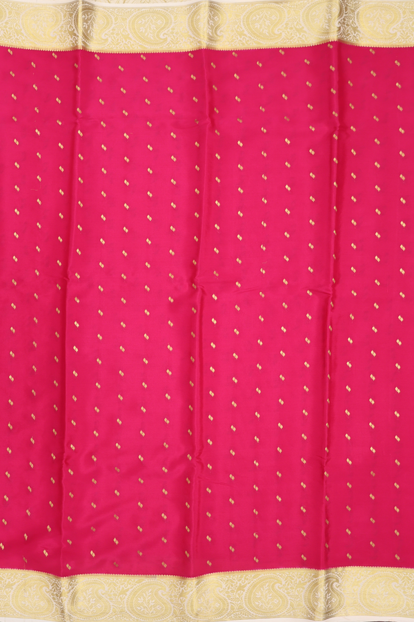 Mysore Silk Saree In Rani Pink With Zari Buttis