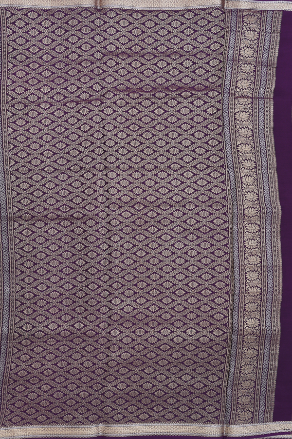 Mysore Silk Saree In Magenta With Zari Motifs