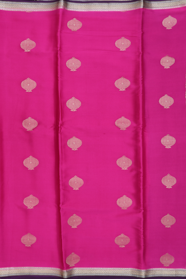 Mysore Silk Saree In Magenta With Zari Motifs