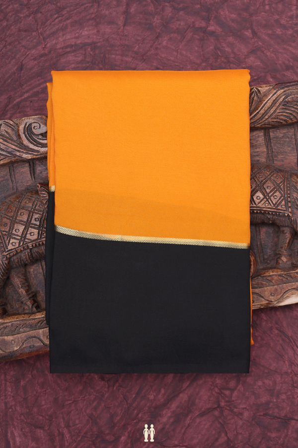 Mysore Silk Saree In Marigold Orange With Contrast Border