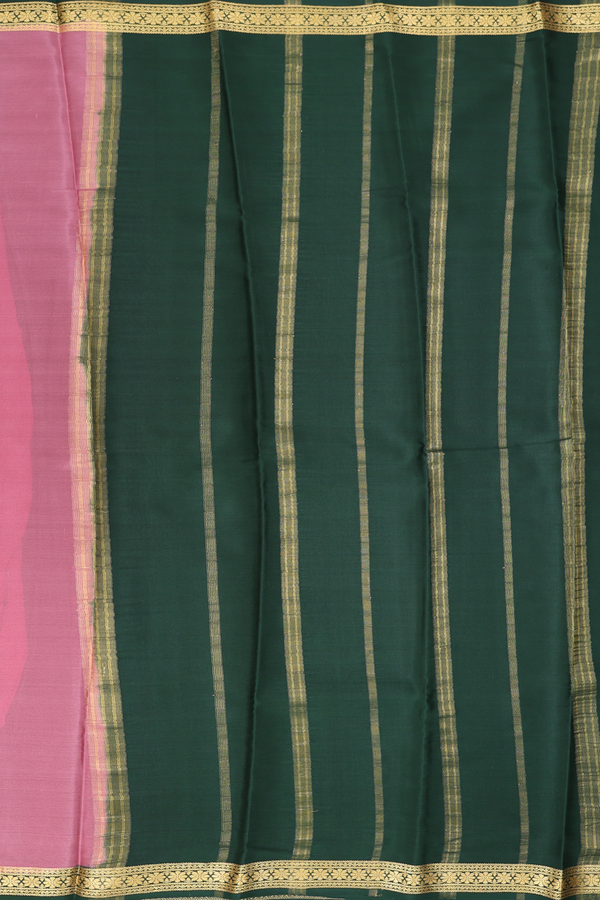 Mysore Silk Saree In Mauve Pink With Contrast Border