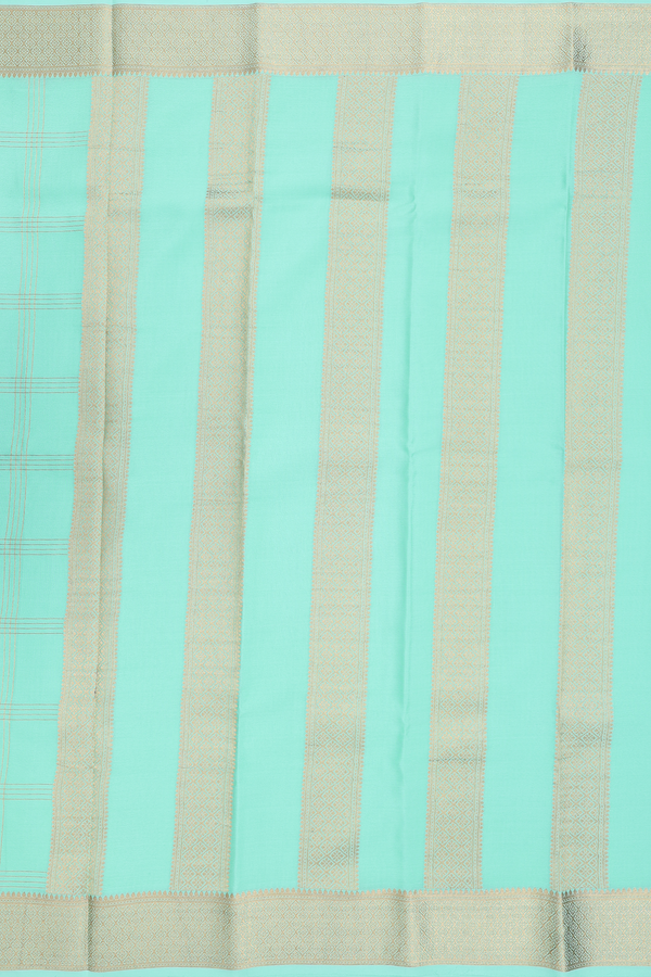 Mysore Silk Saree In Mint Green With Checks Design