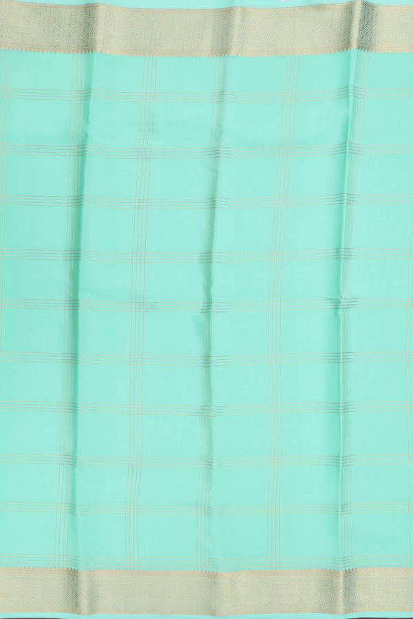 Mysore Silk Saree In Mint Green With Checks Design