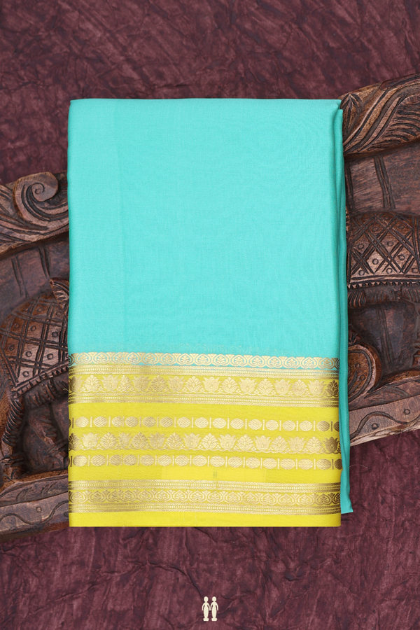 Mysore Silk Saree In Mint Green With Contrast Border