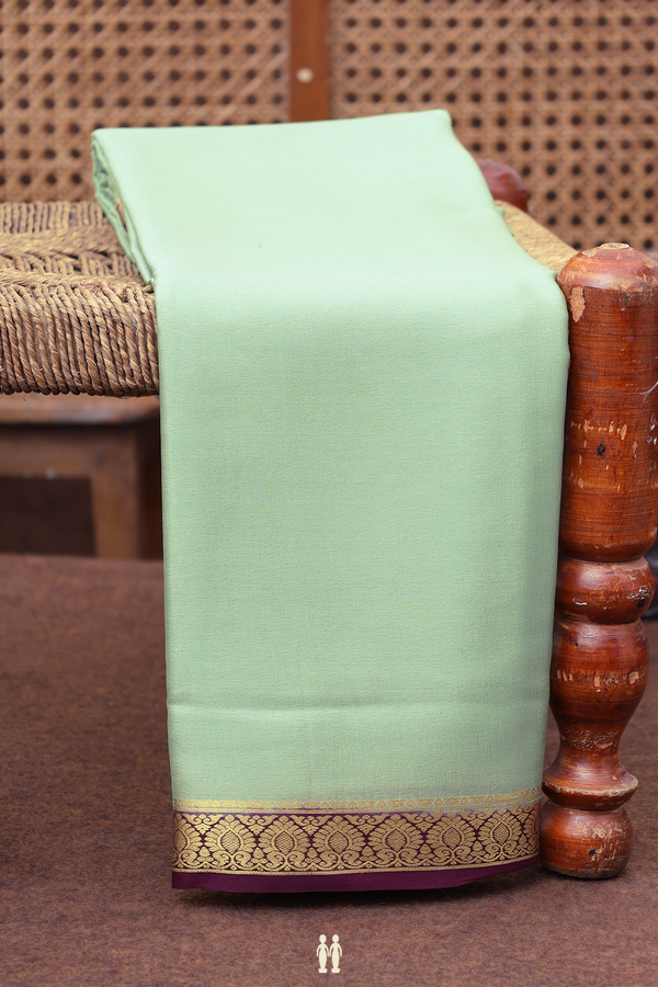 Mysore Silk Saree In Mint Green With Contrast Border