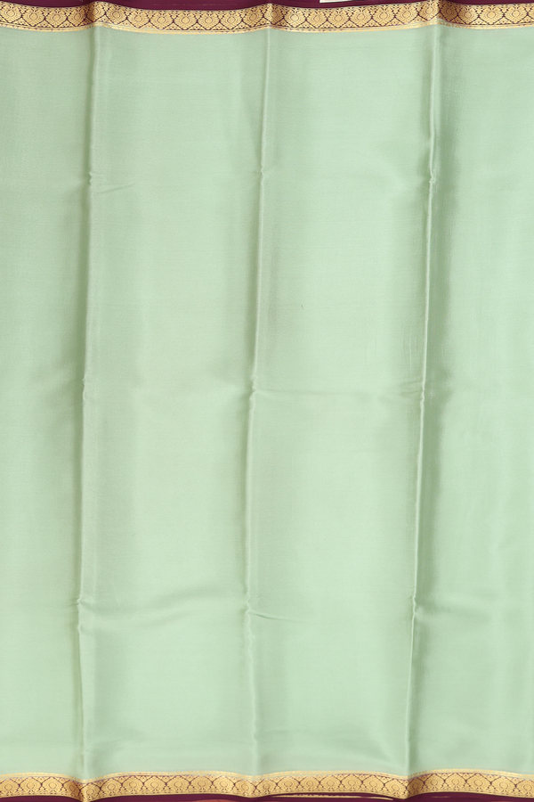 Mysore Silk Saree In Mint Green With Contrast Border