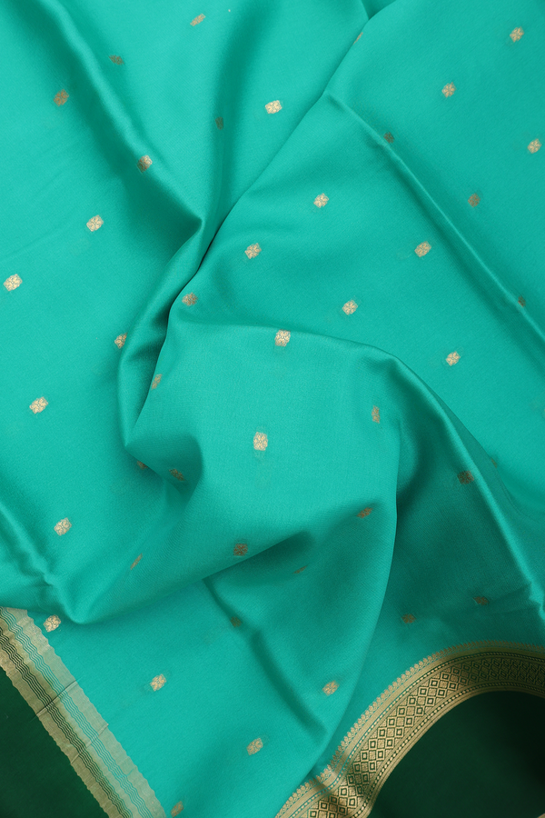 Mysore Silk Saree In Mint Green With Floral Buttis