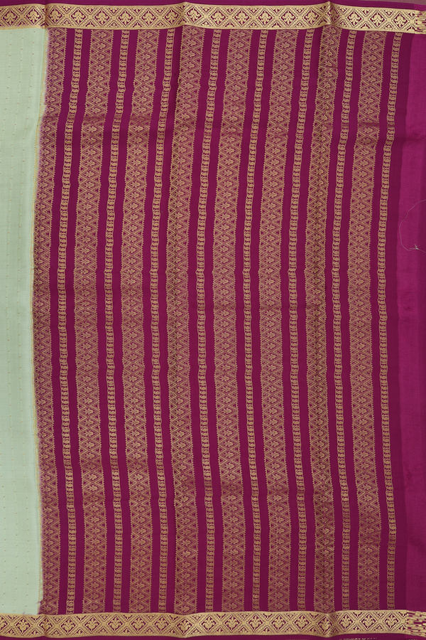 Mysore Silk Saree In Mint Green With Stripes Design