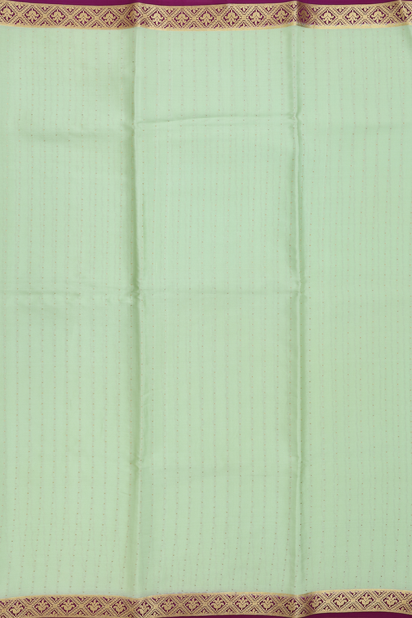 Mysore Silk Saree In Mint Green With Stripes Design