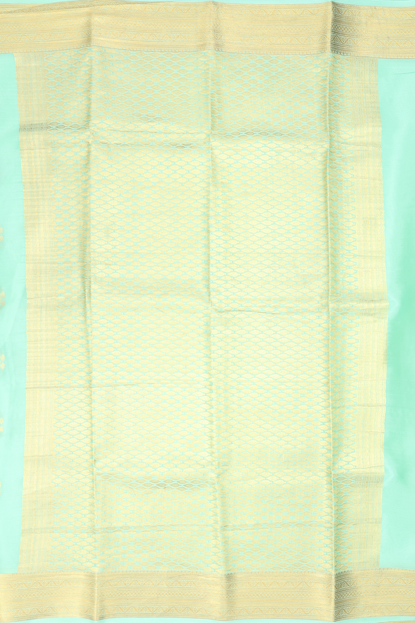 Mysore Silk Saree In Mint Green With Zari Buttas